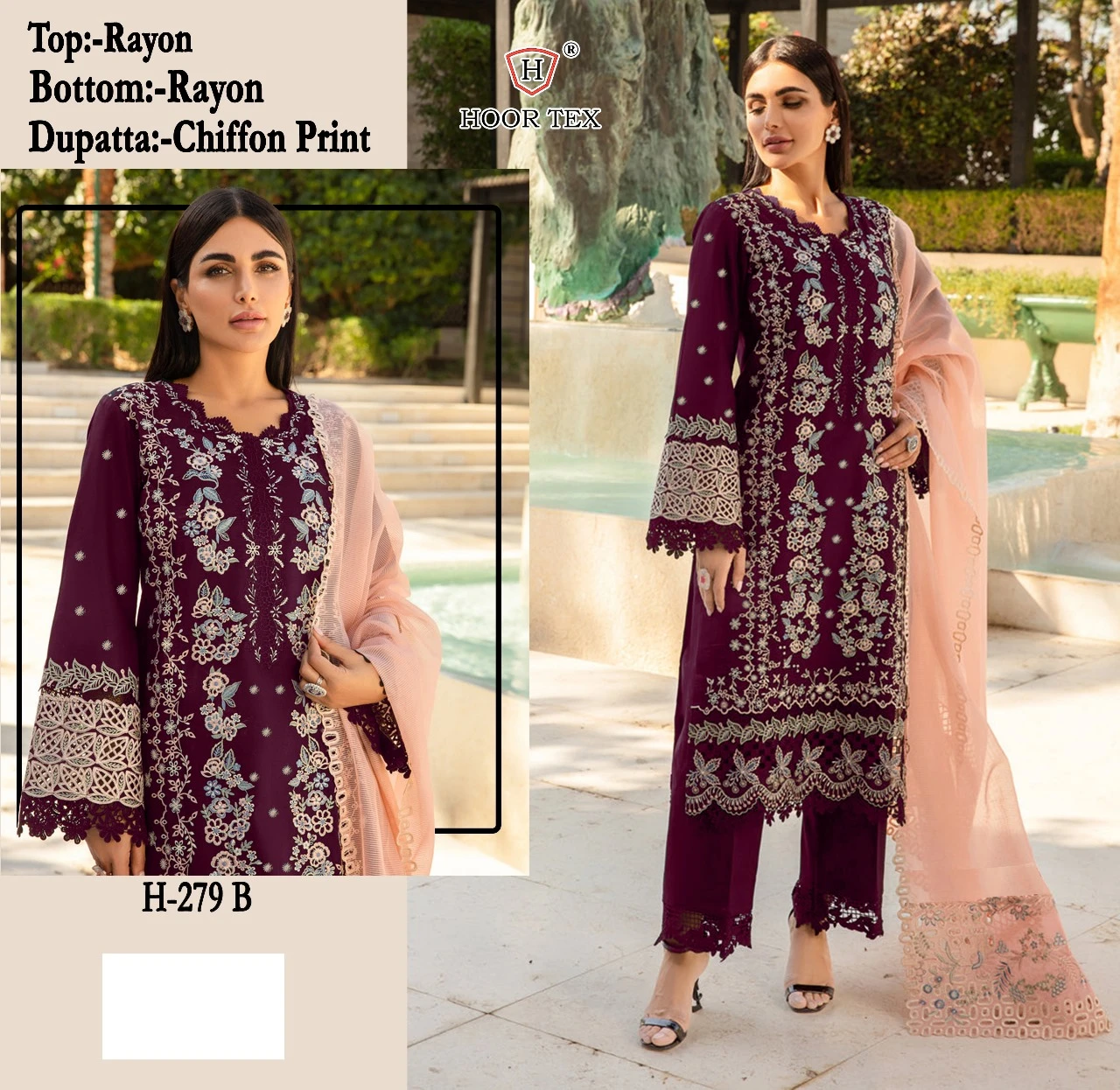 Hoor Tex H-279 A To D Heavy Rayon Wholesale Pakistani Salwar Suit Catalog — Wholesale Salwar Suits, MPA wholesale from Surat — view 6